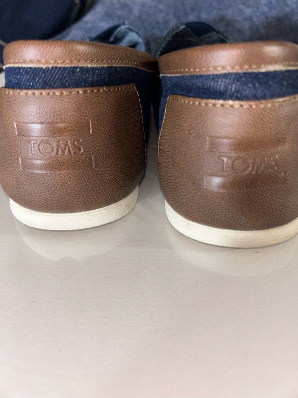 Toms Mens Alpargata Navy Slip-On Loafers in Dark Denim with Brown Trim - Picture 4 of 7